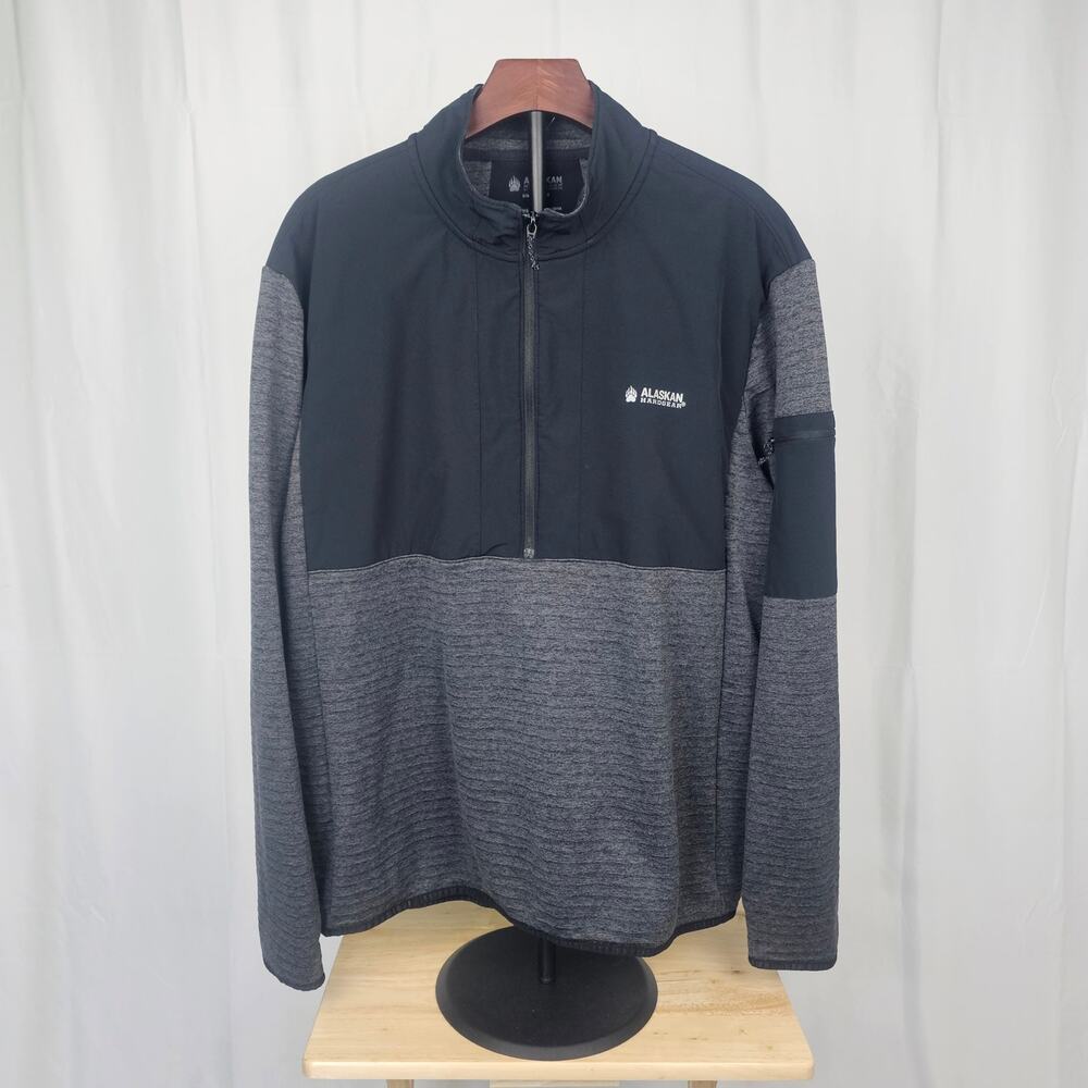 ALASKAN HARDGEAR Mens 2XL Fleece 1/4 Zip Gray Black Outdoor Recycled Duluth